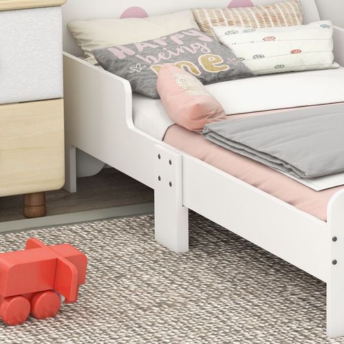 ZONEKIZ Rabbit Toddler Bed – White Bunny Design (Ages 3–6)