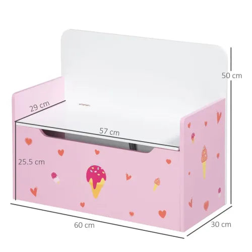 ZONEKIZ 2-in-1 Kids Storage Bench & Toy Box – Pink (18m–4y)