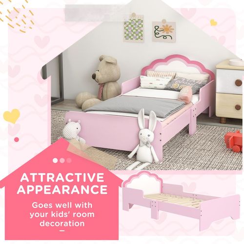 ZONEKIZ Princess Toddler Bed – Pink Cloud Design (Ages 3–6)