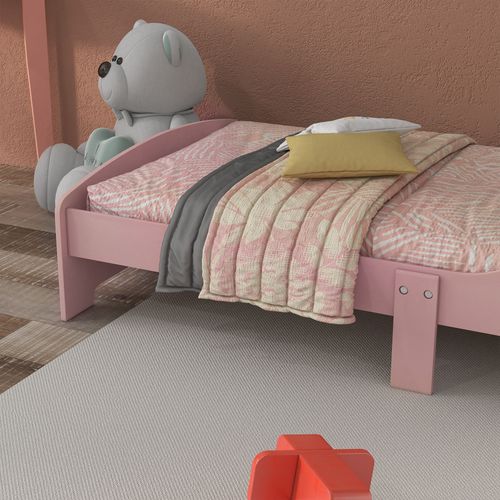 ZONEKIZ Toddler Bed Frame – Pink Animal Design (Ages 3–6)