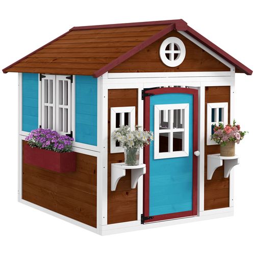 Outsunny Wooden Playhouse - Dark Brown