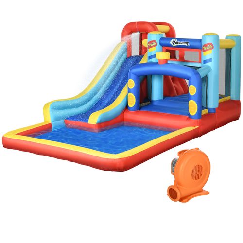 Outsunny 4 in 1 Bouncy Castle with Pool & Climbing Wall