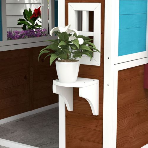 Outsunny Wooden Playhouse - Dark Brown