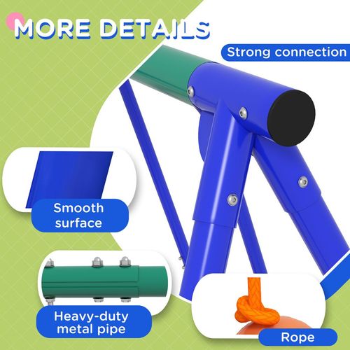 Outsunny Three-in-One Kids Swing Set with Glider & Rocking Chair – Orange & Blue