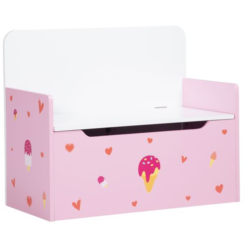 ZONEKIZ 2-in-1 Kids Storage Bench & Toy Box – Pink (18m–4y)