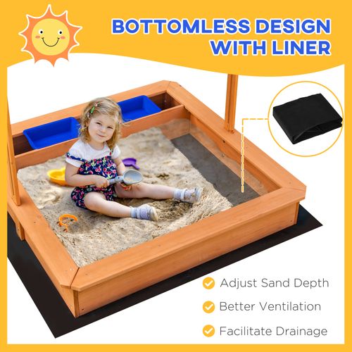 Outsunny Wooden Sand Pit with Canopy