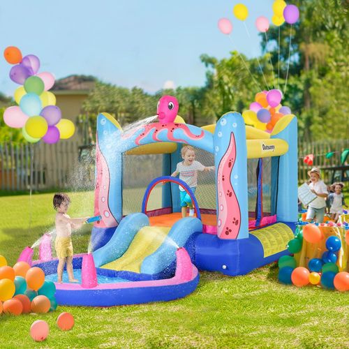 Outsunny Octopus Bouncy Castle with Slide & Pool