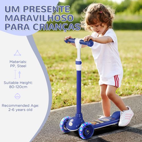 AIYAPLAY 3-Wheel Kids Scooter with LED Lights & Adjustable Height – Blue