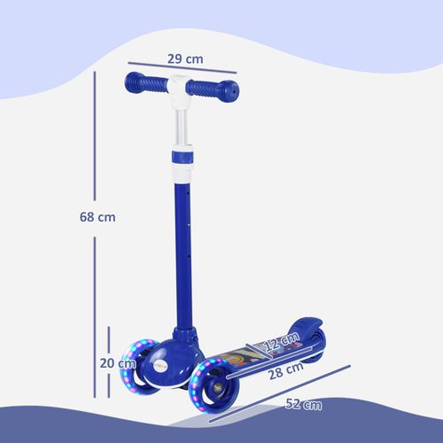 AIYAPLAY 3-Wheel Kids Scooter with LED Lights & Adjustable Height – Blue
