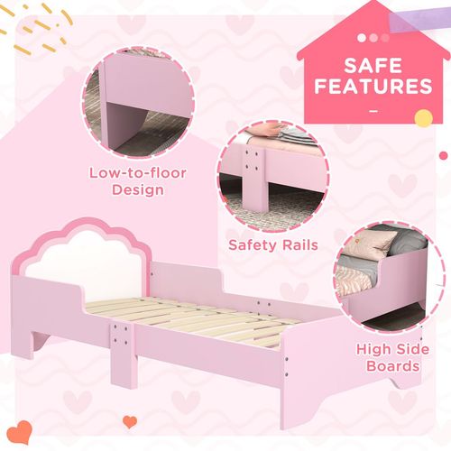 ZONEKIZ Princess Toddler Bed – Pink Cloud Design (Ages 3–6)