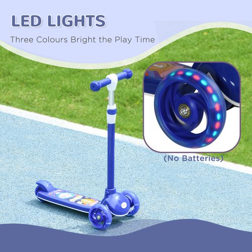 AIYAPLAY 3-Wheel Kids Scooter with LED Lights & Adjustable Height – Blue