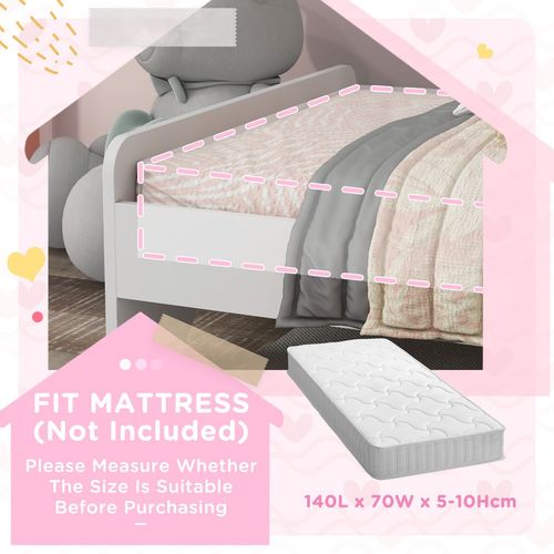 ZONEKIZ Unicorn Toddler Bed – White & Pink (Ages 3–6)