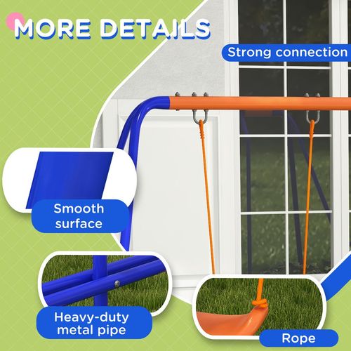 Outsunny 4-in-1 Garden Swing Set with Swings, Glider, Slide & Ladder – Orange & Blue