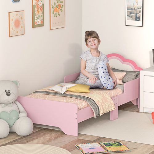 ZONEKIZ Princess Toddler Bed – Pink Cloud Design (Ages 3–6)