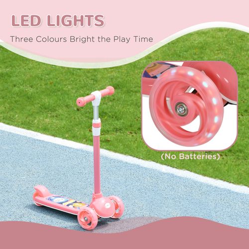 AIYAPLAY 3-Wheel Kids Scooter with LED Lights & Adjustable Height – Pink
