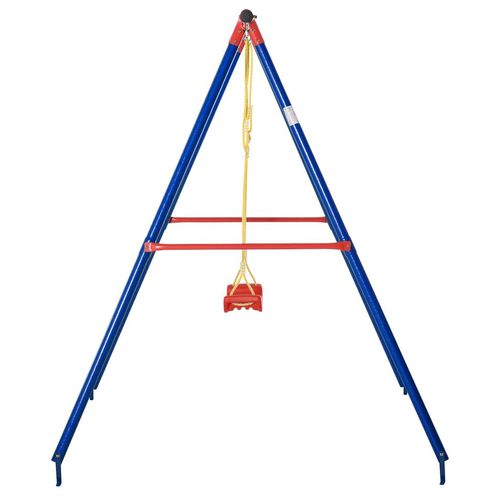 Outsunny Kids Swing with Adjustable Rope & A-Frame Stand – Blue (Ages 3–8)