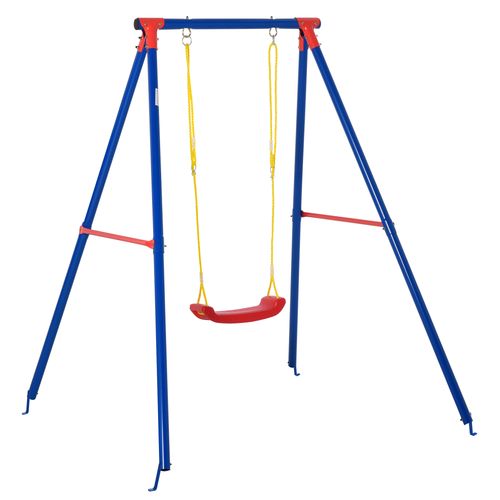 Outsunny Kids Swing with Adjustable Rope & A-Frame Stand – Blue (Ages 3–8)