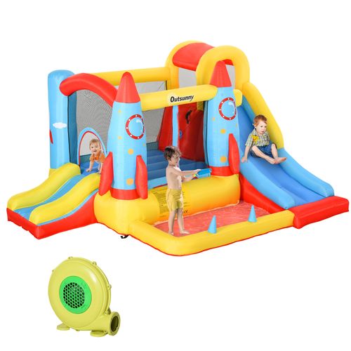Outsunny Bouncy Castle with Slide & Pool