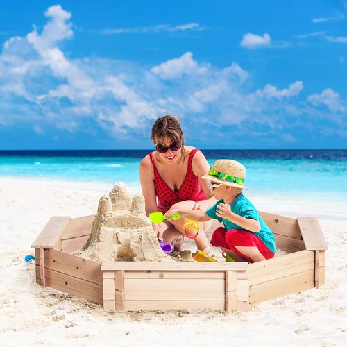Outsunny Wooden Sand Pit with Cover