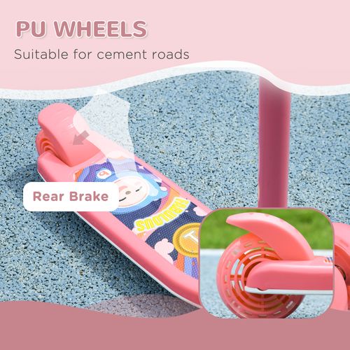 AIYAPLAY 3-Wheel Kids Scooter with LED Lights & Adjustable Height – Pink