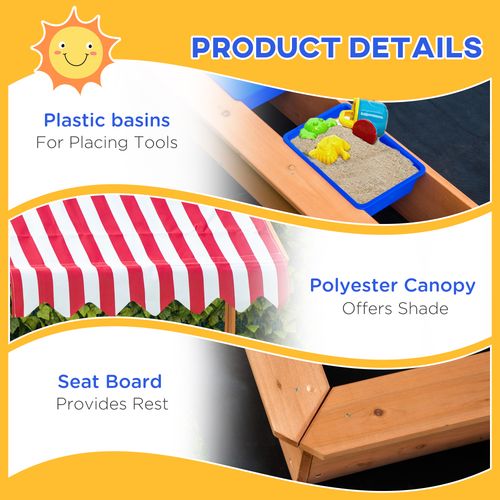 Outsunny Wooden Sand Pit with Canopy