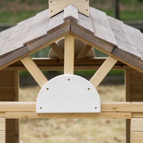 Outsunny Wooden Playhouse - Natural Wood