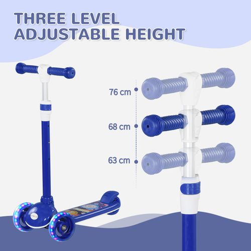 AIYAPLAY 3-Wheel Kids Scooter with LED Lights & Adjustable Height – Blue
