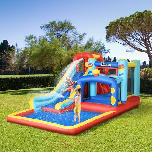 Outsunny 4 in 1 Bouncy Castle with Pool & Climbing Wall