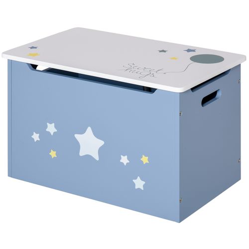 HOMCOM Kids Wooden Toy Box – Blue Storage Chest with Handles (Ages 3–6)