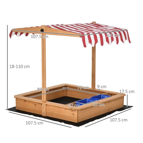 Outsunny Wooden Sand Pit with Canopy