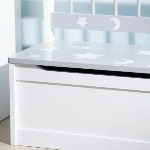 ZONEKIZ 2-in-1 Kids Storage Bench &amp; Toy Box – Grey