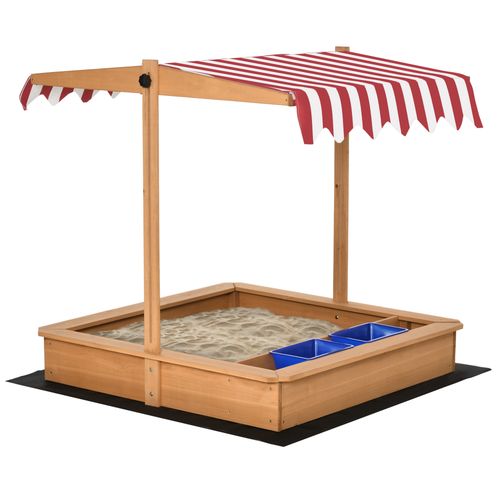 Outsunny Wooden Sand Pit with Canopy