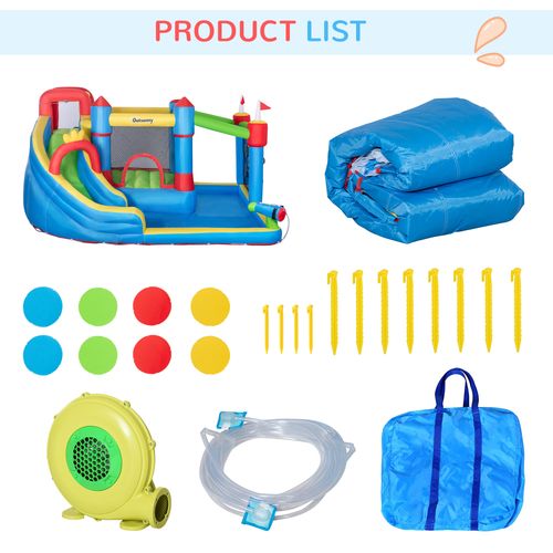 Outsunny 6 in 1 Bouncy Castle with Pool