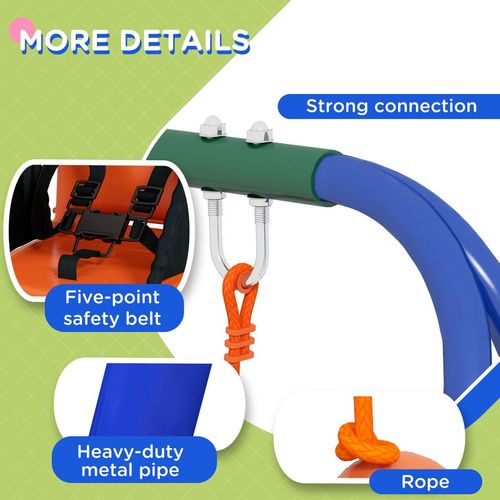 Outsunny 2-in-1 Toddler & Kids Swing with Safety Belt – Orange & Blue