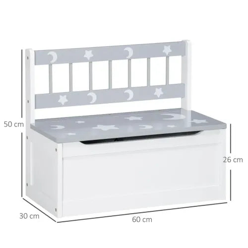 ZONEKIZ 2-in-1 Kids Storage Bench &amp; Toy Box – Grey