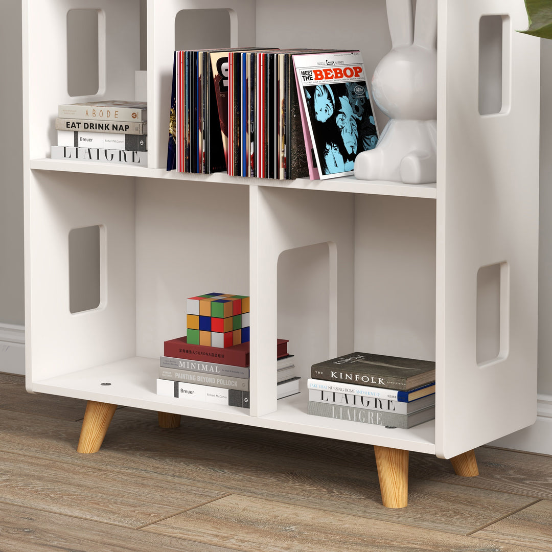 ZONEKIZ Three-Tier Toy Storage Shelf, Kids Bookcase, with Six Cubes, for Playroom, Bedroom - White - image 9