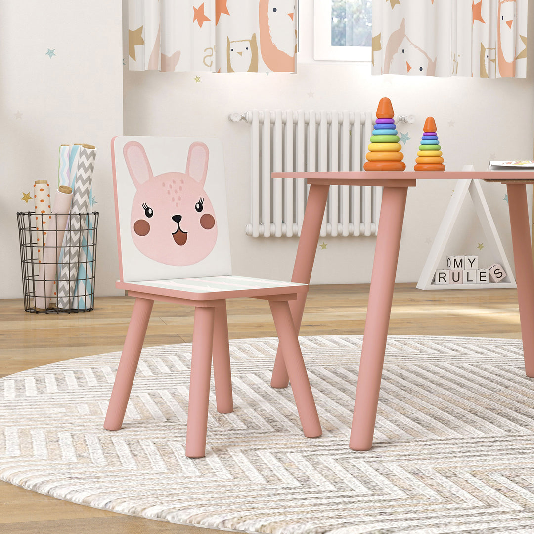 ZONEKIZ Kids and Table Chairs, Children Desk with Two Chairs, Toddler Furniture Set, for Ages 3-6 Years - Pink - image 9