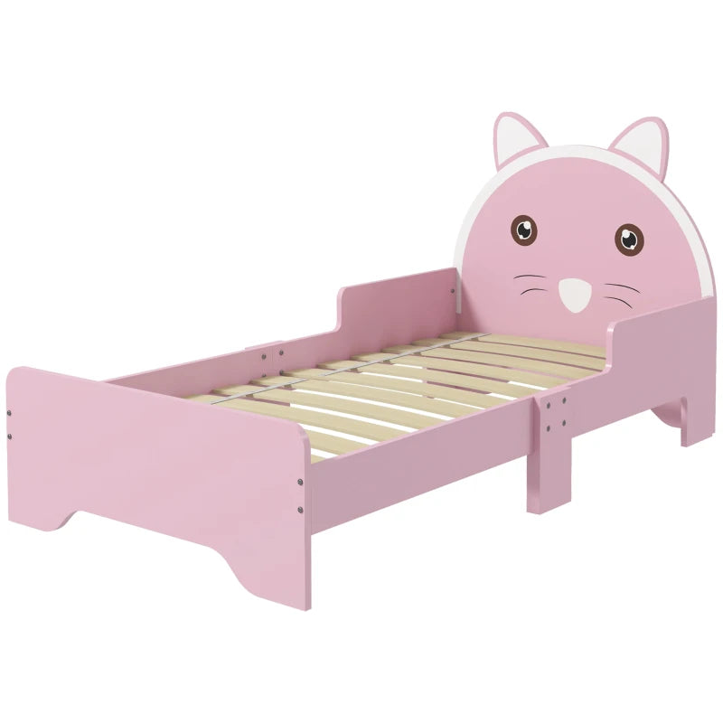 ZONEKIZ Cat Toddler Bed – Pink Princess Design (Ages 3–6)