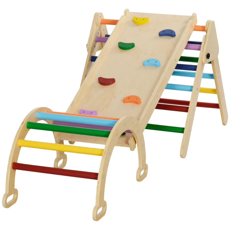 AIYAPLAY 5-in-1 Toddler Climbing Frame with Ramp &amp; Arch – Multicolour